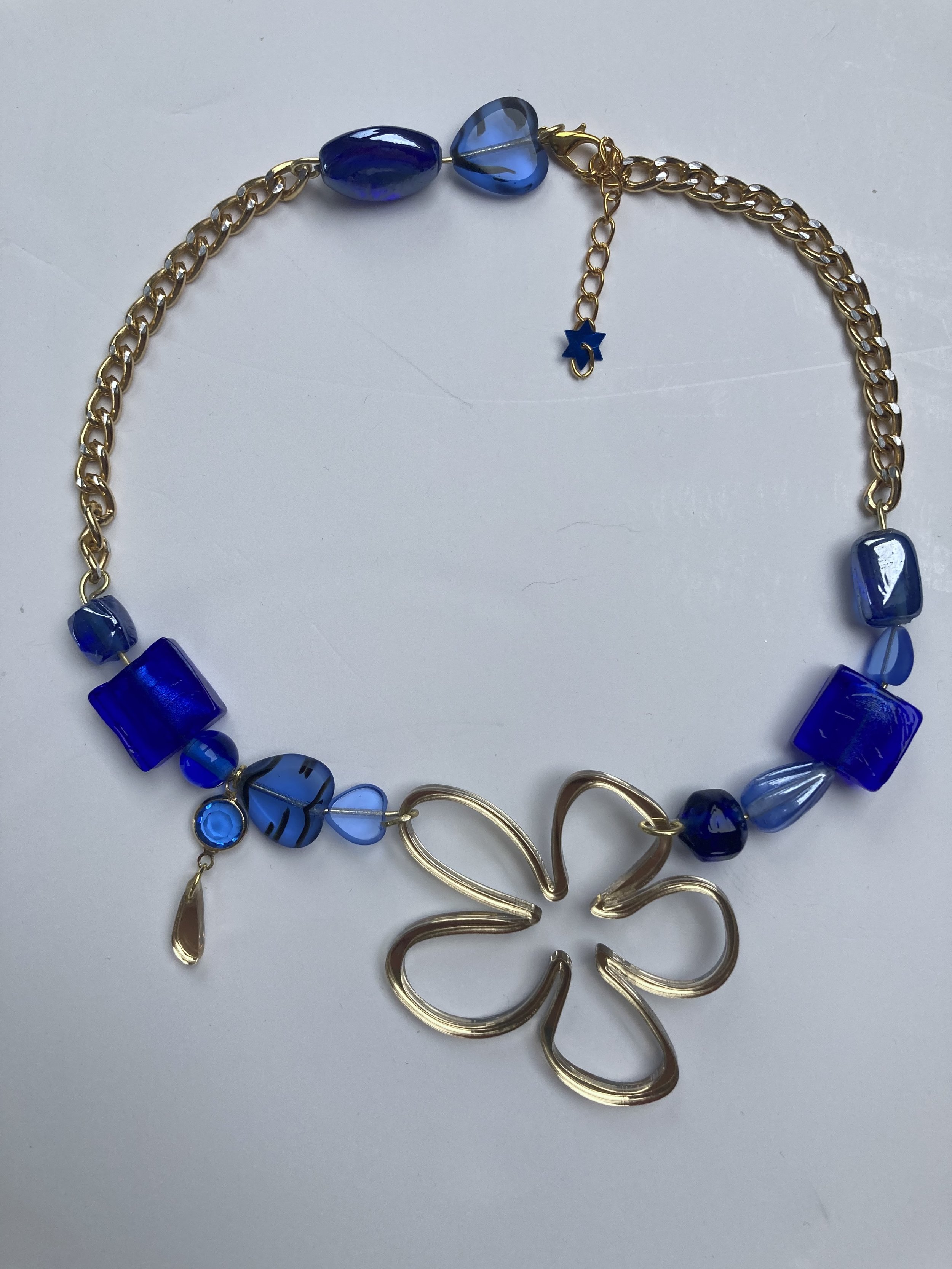 Electic blue and gold necklace