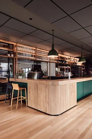 Rustic White Oak Bar with Tasmanian Oak Flooring