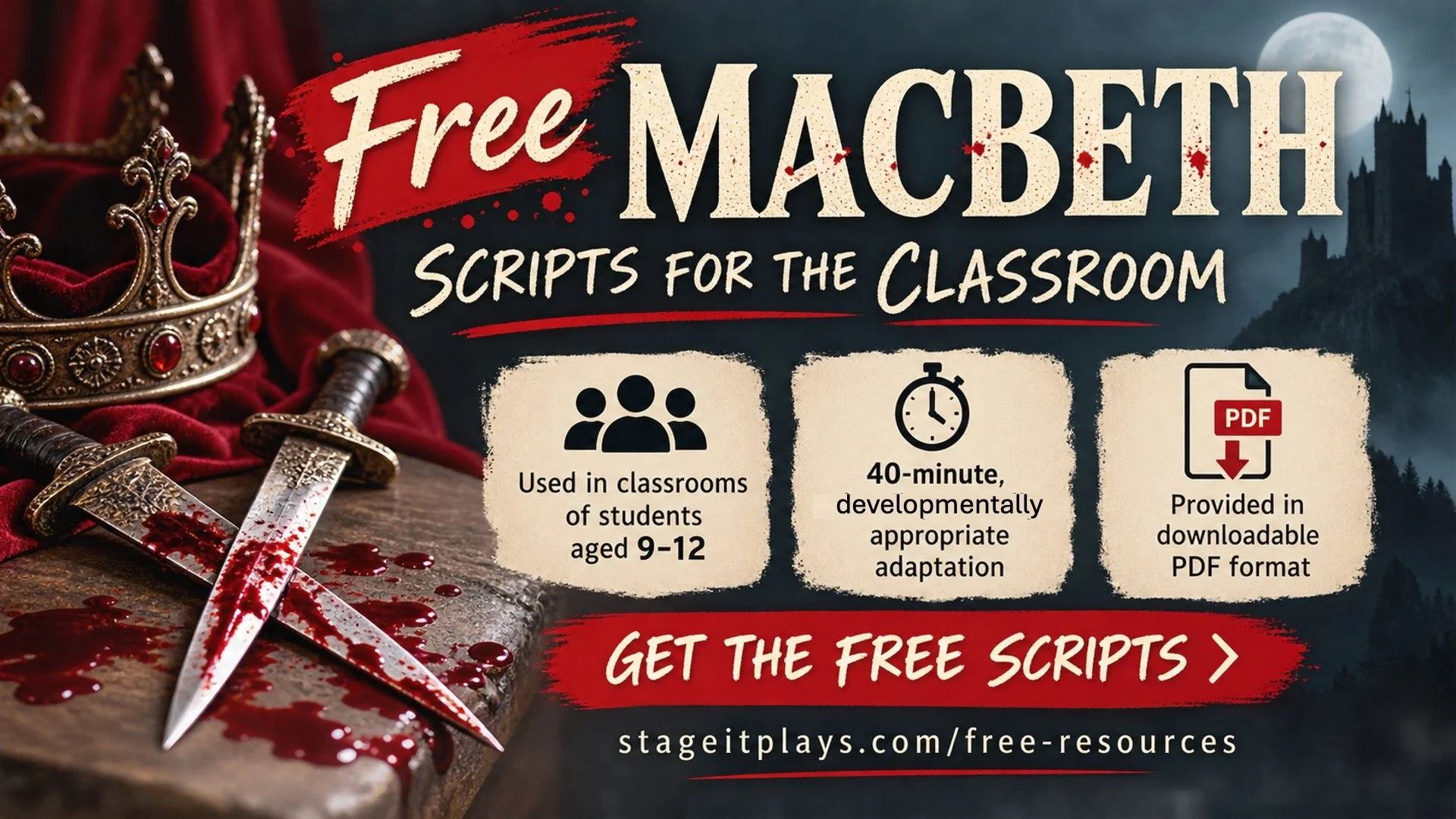 Free Macbeth scripts by Floyd Rumohr for use in the classroom