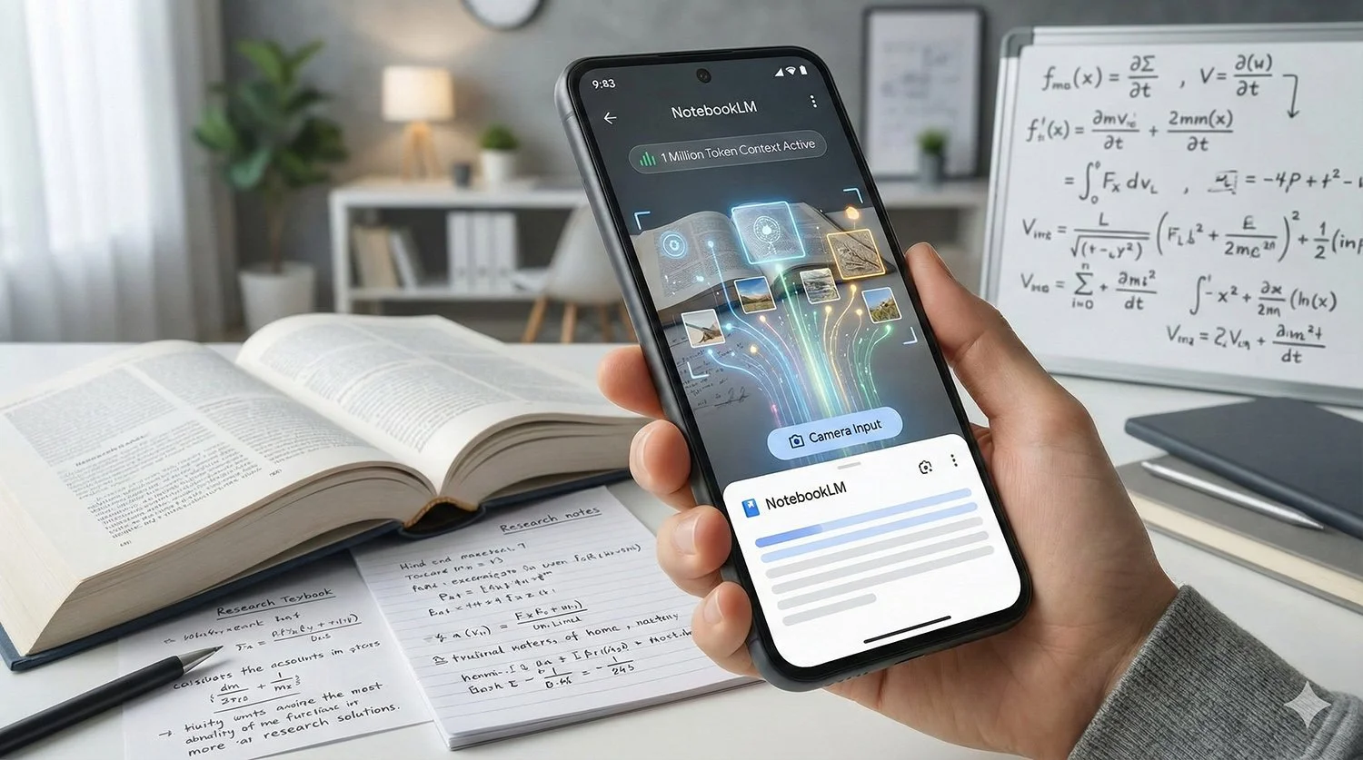 Google NotebookLM Mobile Adds Camera Input &amp; 1M Token Context Support