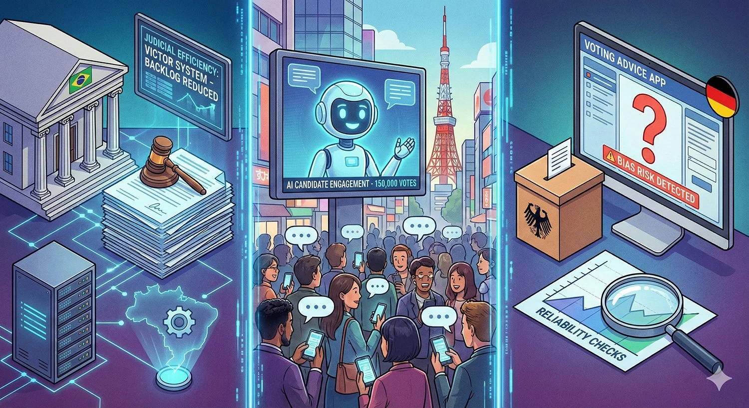 AI in Democracy: 150,000 Votes in Tokyo and 55% Legal Adoption in Brazil