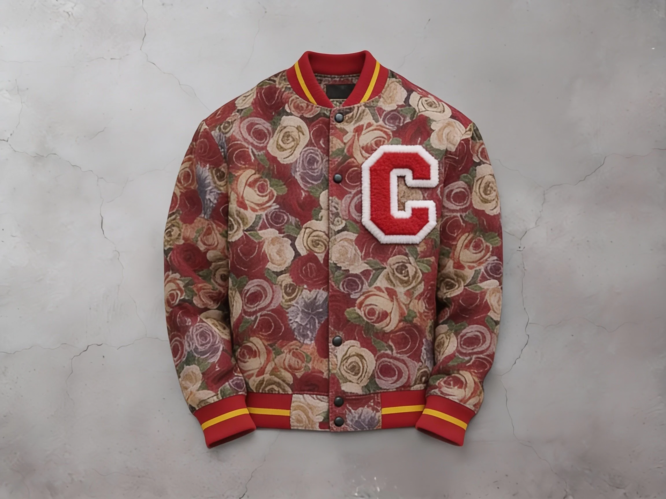 Crown Culture Floral Tapestry Varsity Jacket