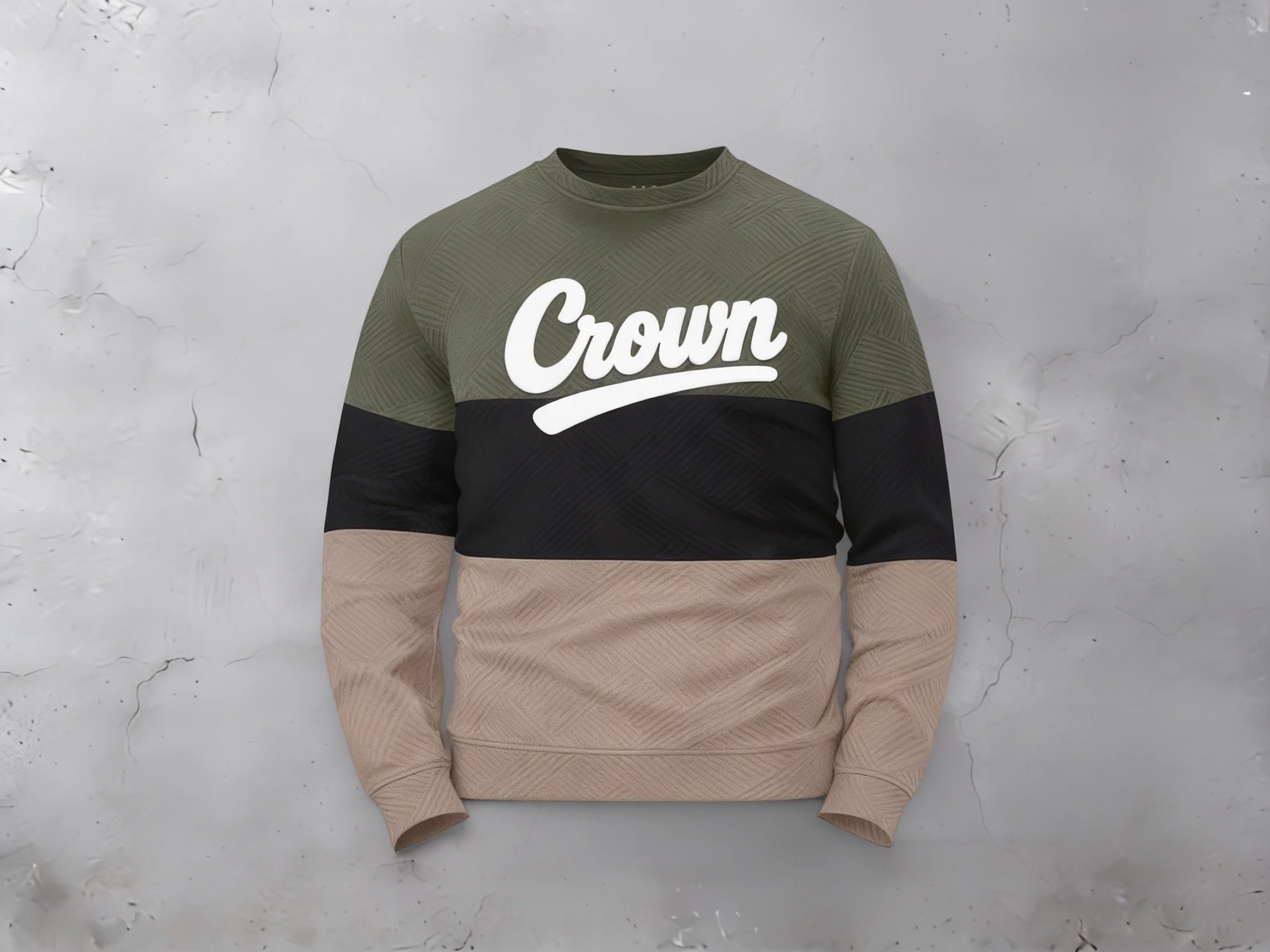 Crown Culture Premium Color Block Sweater - Olive
