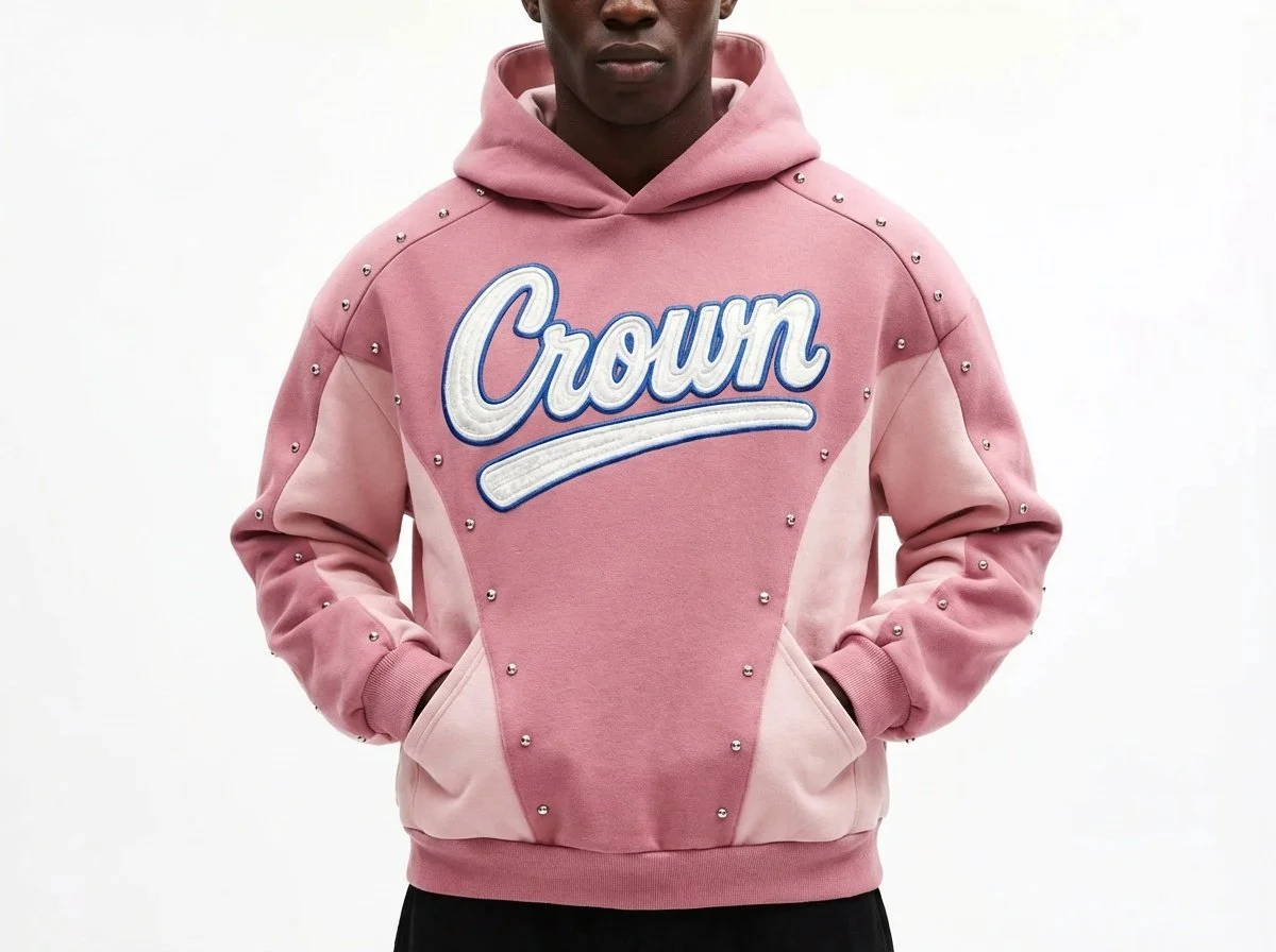 Crown Culture Studded Pink Hoodie 004.JPG