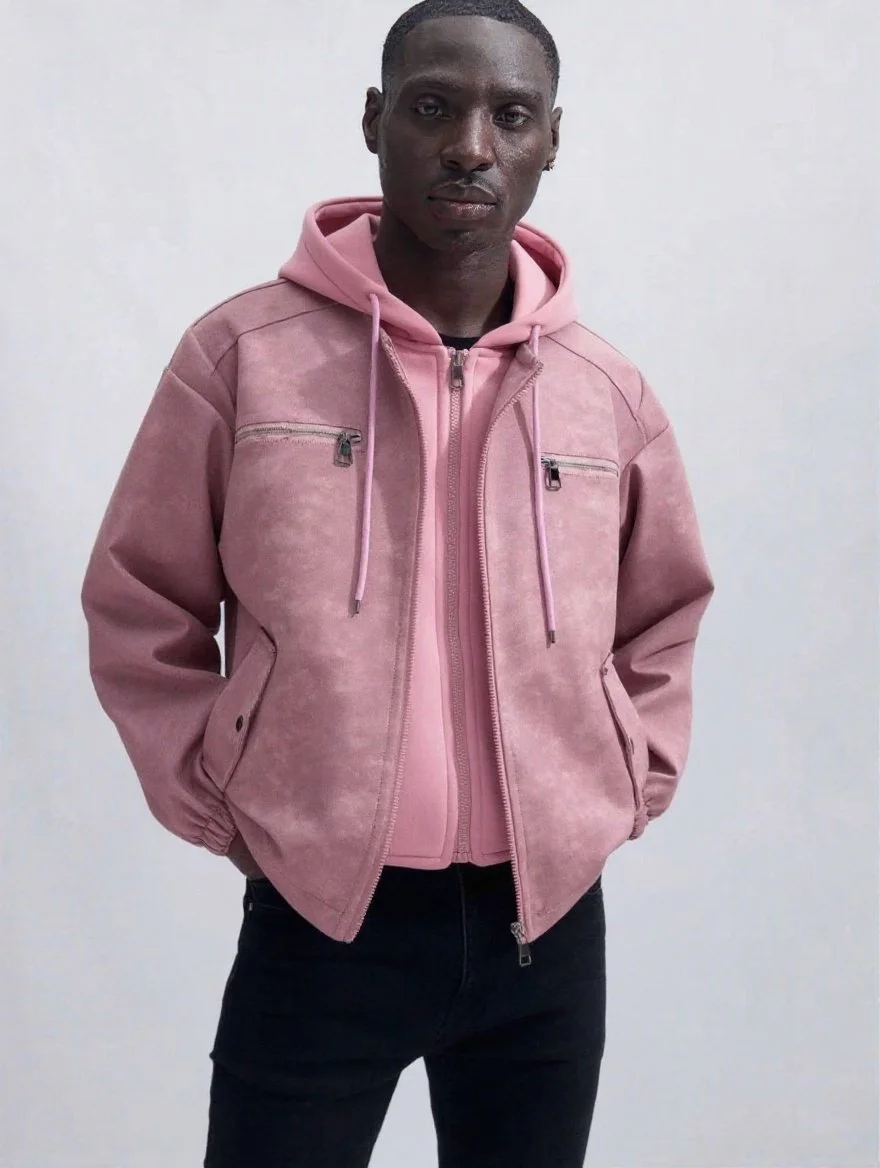 Crown Culture Vegan Leather Pink Hoodie Bomber 009.JPG