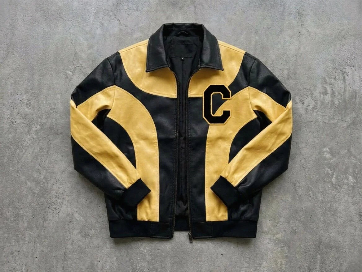 Crown Culture Block-C Two-Toned PU-Leather Jacket