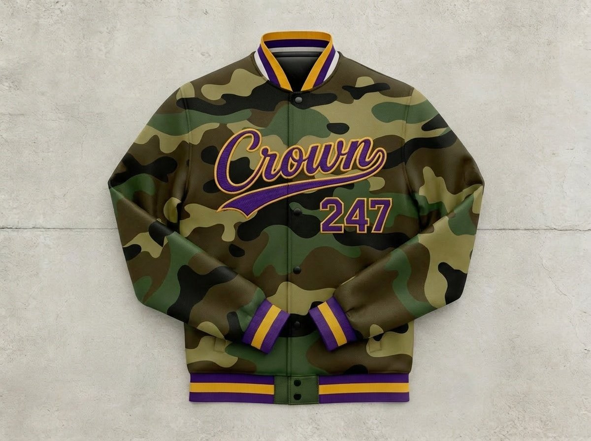 Crown Culture — Army Fatigue x Lakeshow Varsity Jacket