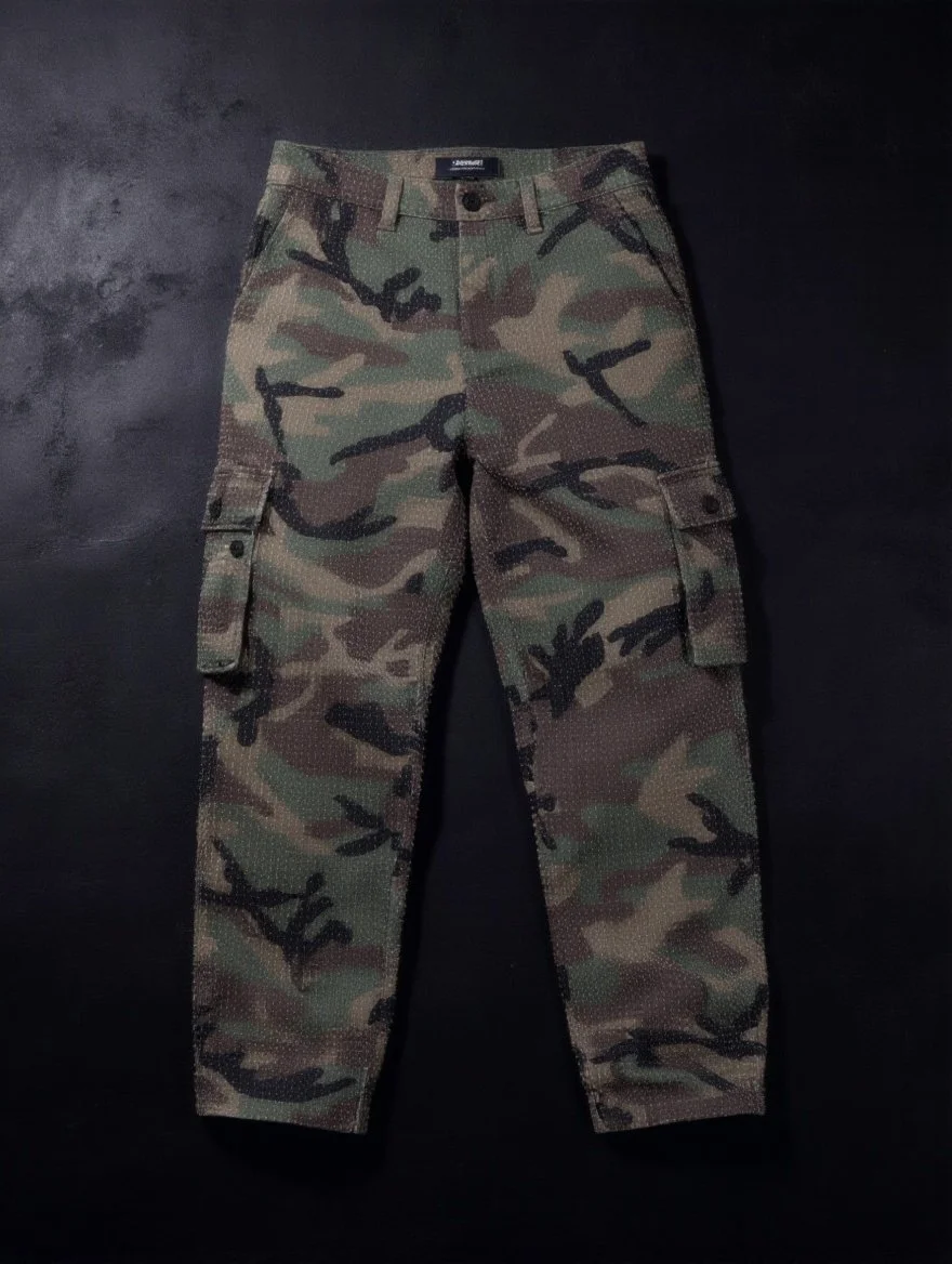 Crown Culture — Embellished Army Green Cargo Denim