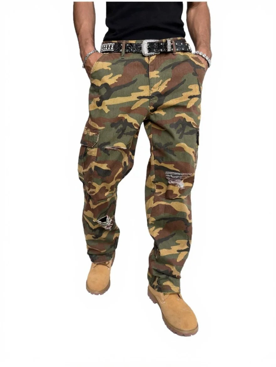 Crown Culture Distressed Harvest Brown Cargo Denim 008.JPG