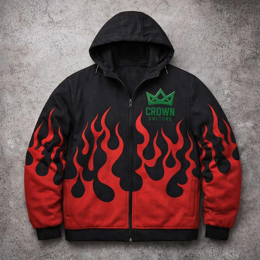 Crown Culture Premium Flames Zip-up Hoodie