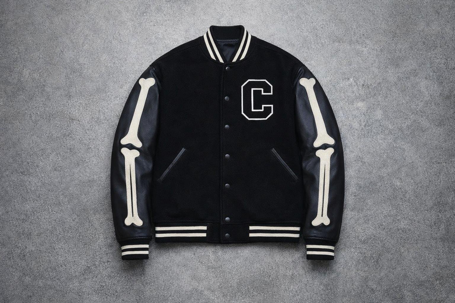 Crown Culture Bone Sleeves Varsity Jacket