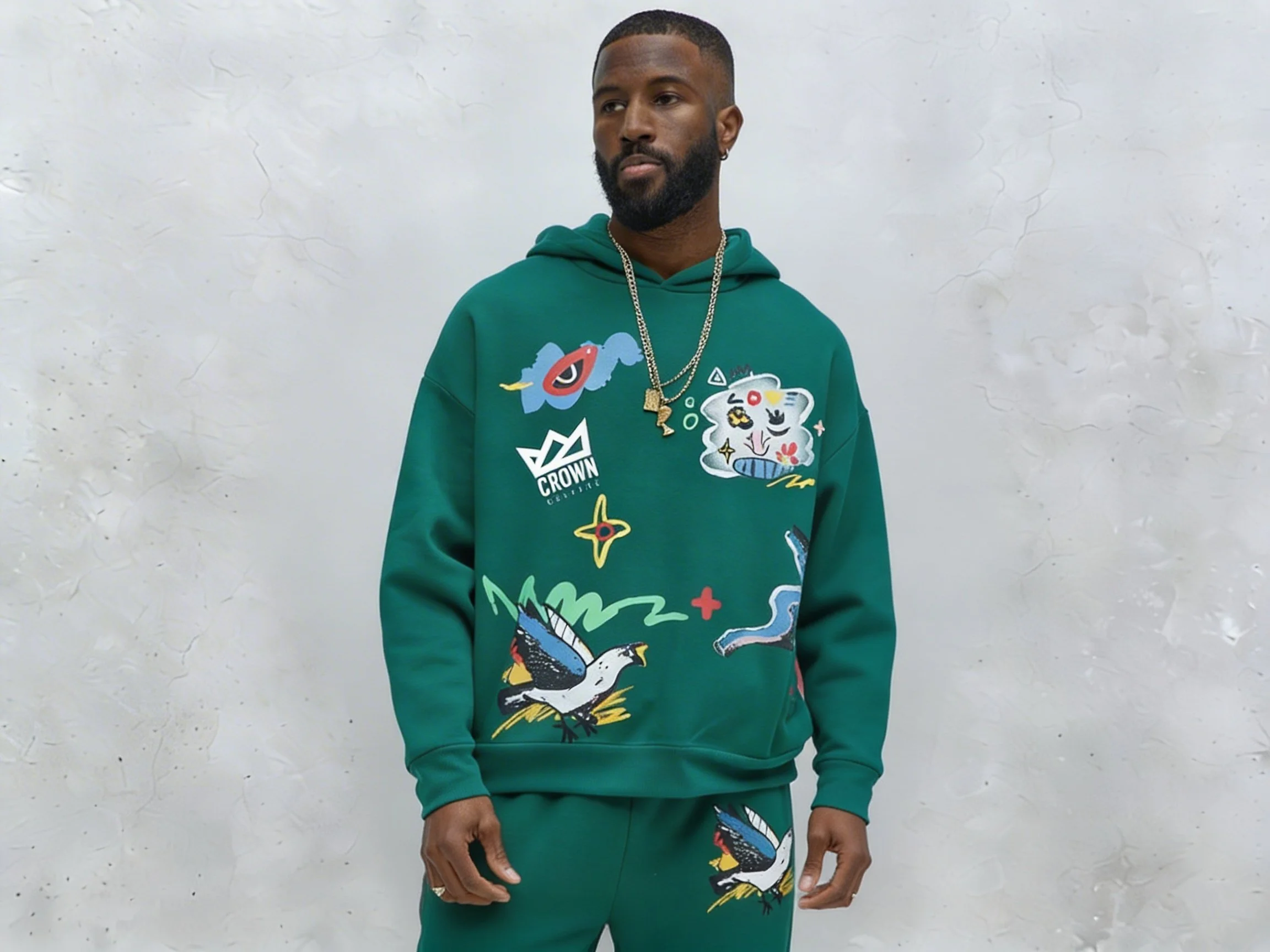 Crown Culture Abstract Art Hoodie Green003.JPG