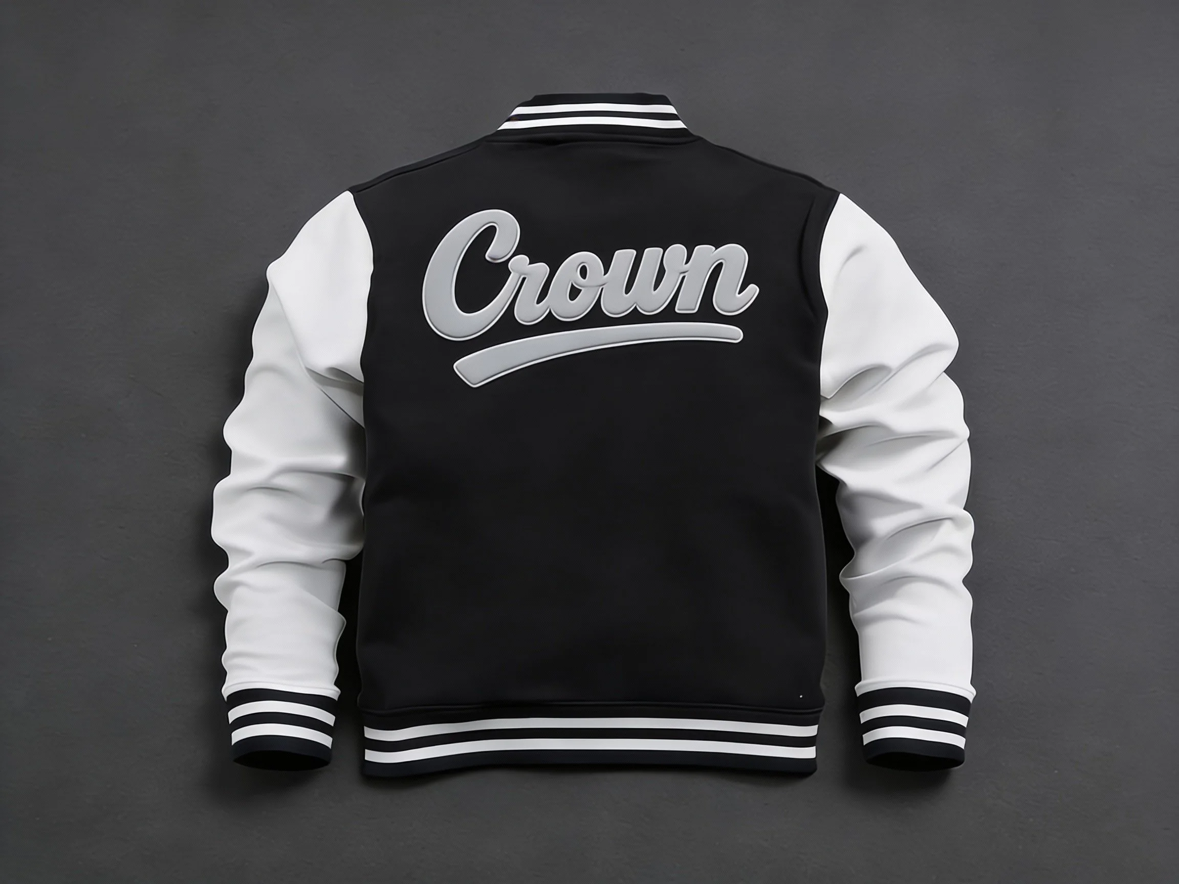 Crown Culture Fleece Letterman Jacket Black-Gray 002.JPG