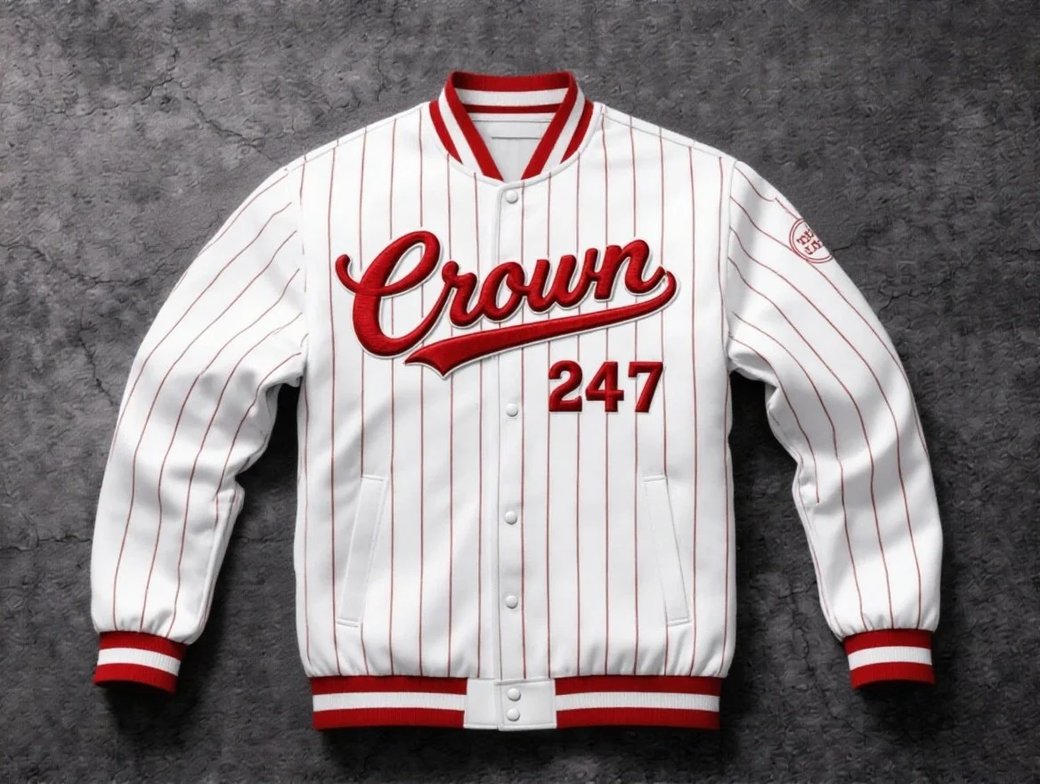 Crown Culture - Pinstriped Home Varsity Jacket
