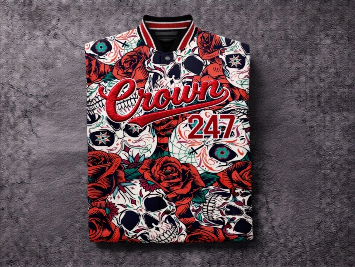 Crown Culture Skull & Roses Varsity Bomber Jacket 041.JPG