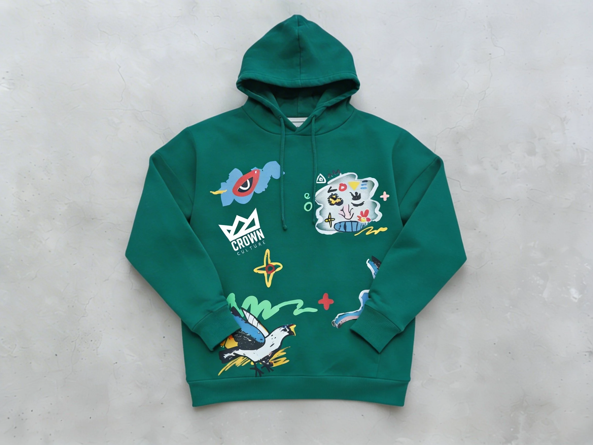 Crown Culture Abstract Art Hoodie Green001.JPG