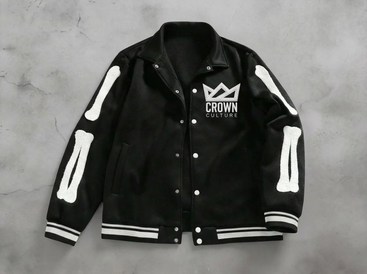 Crown Culture Bone Sleeve Varsity Jacket 001.JPG