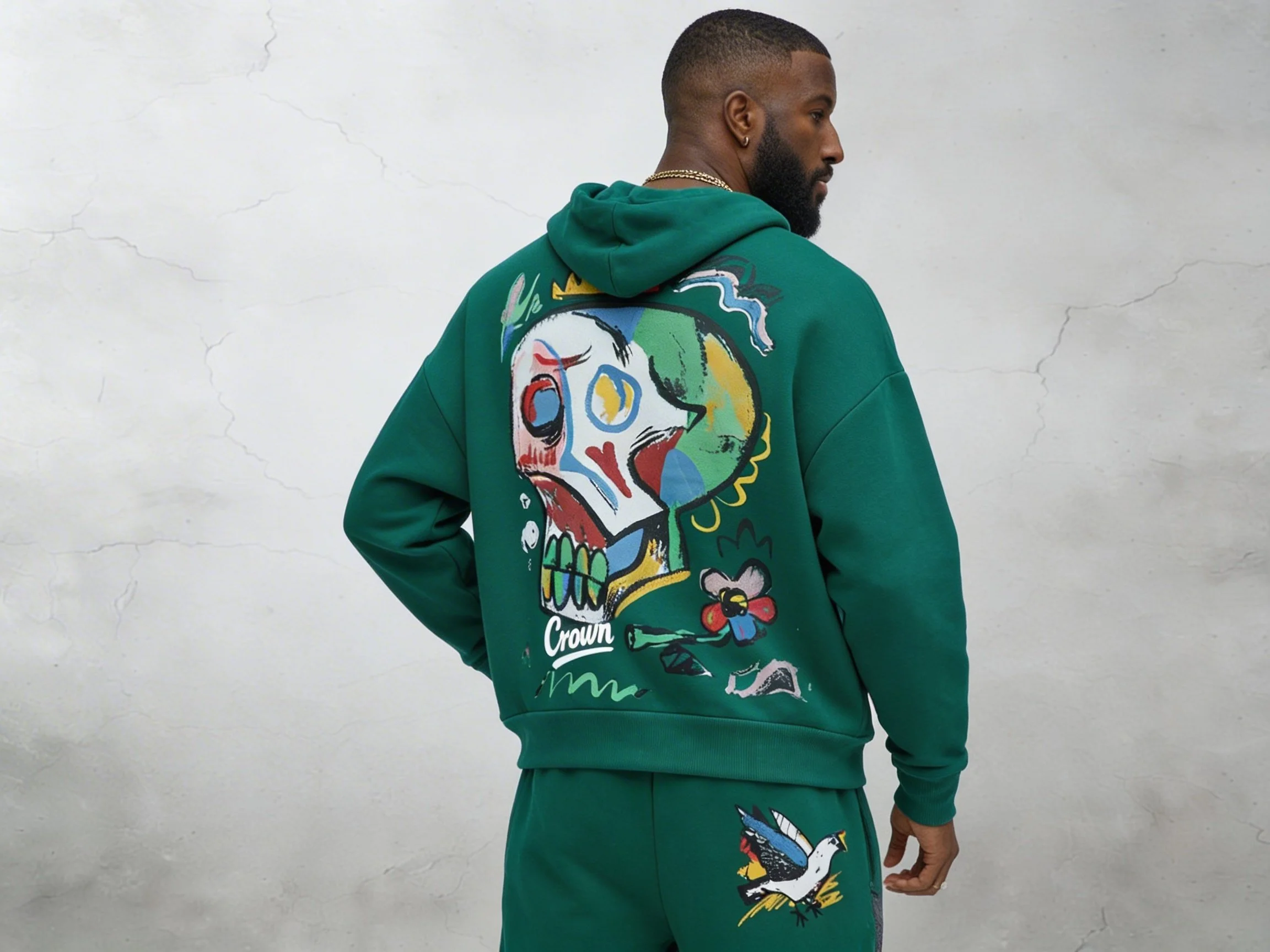 Crown Culture Abstract Art Hoodie Green004.JPG