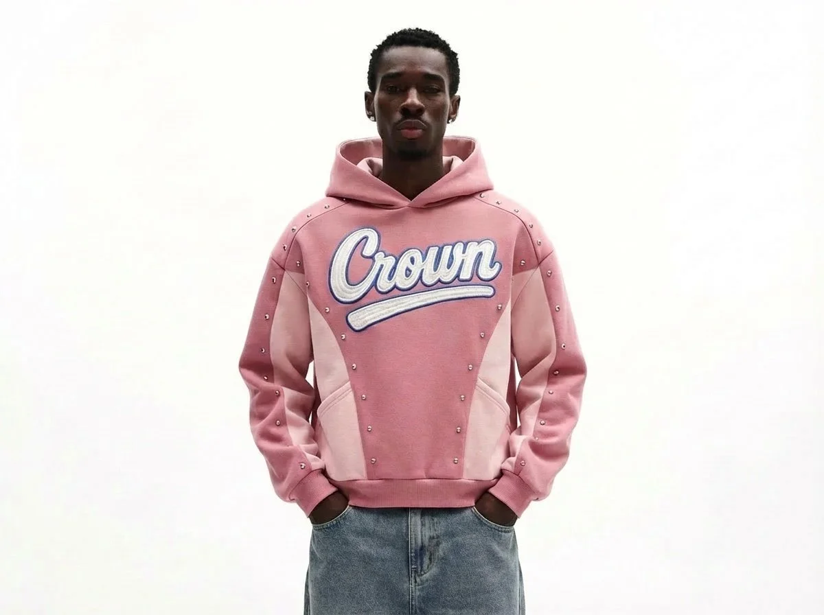 Crown Culture Studded Pink Hoodie 003.JPG