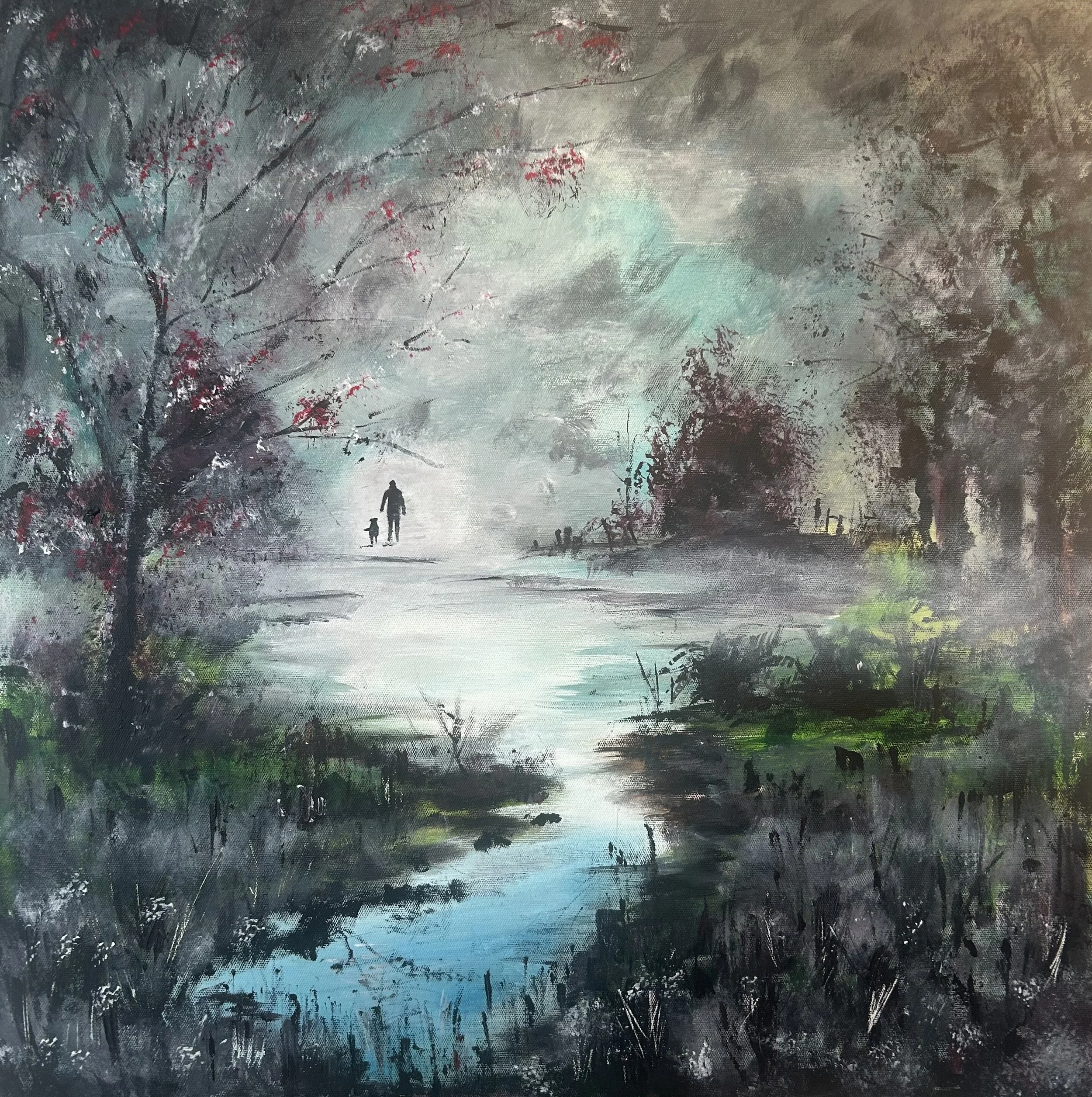 One Man and his Dog in the Dark Forest
36X36
Acrylics