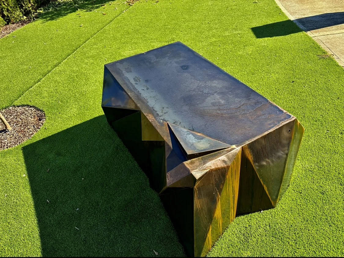 BRUTAL BENCH II- 3’ X 7’ X 4’ COR-TEN STEEL WITH PATINA