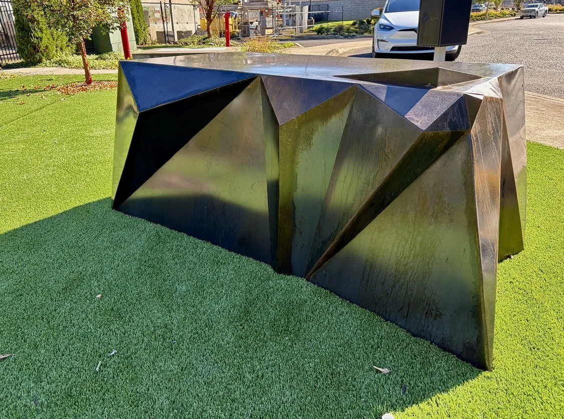 BRUTAL BENCH II- 3’ X 7’ X 4’ COR-TEN STEEL WITH PATINA
