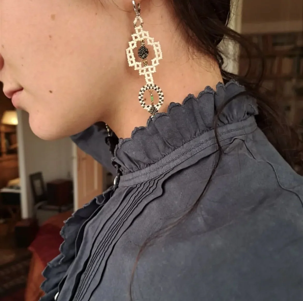 Geometric Earrings in Black and White