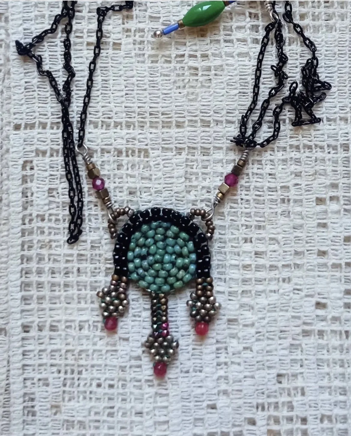 Beaded Necklace Black and Blue