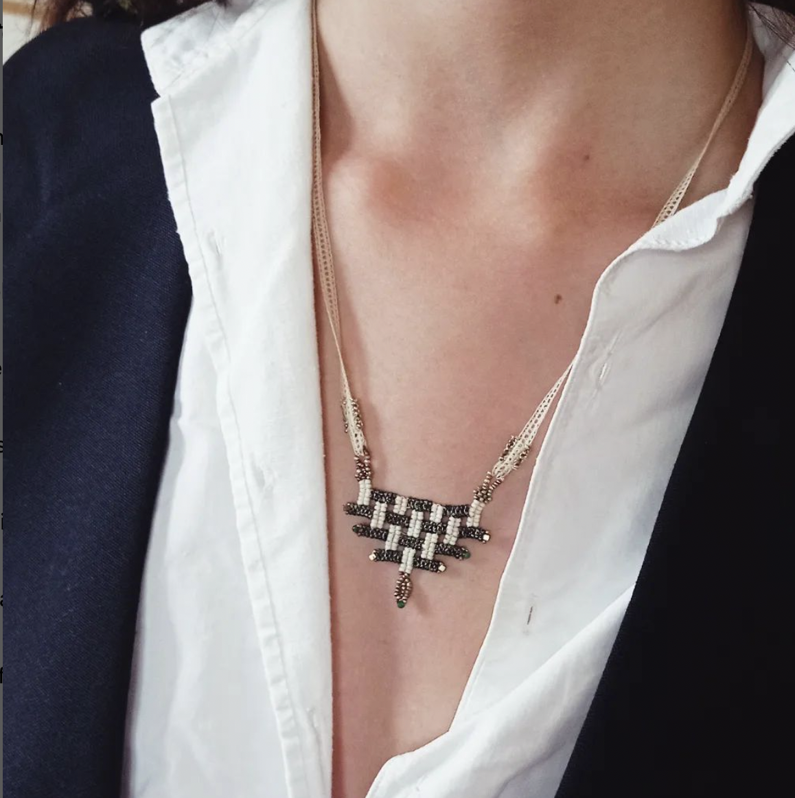 Black and White Crossed Necklace