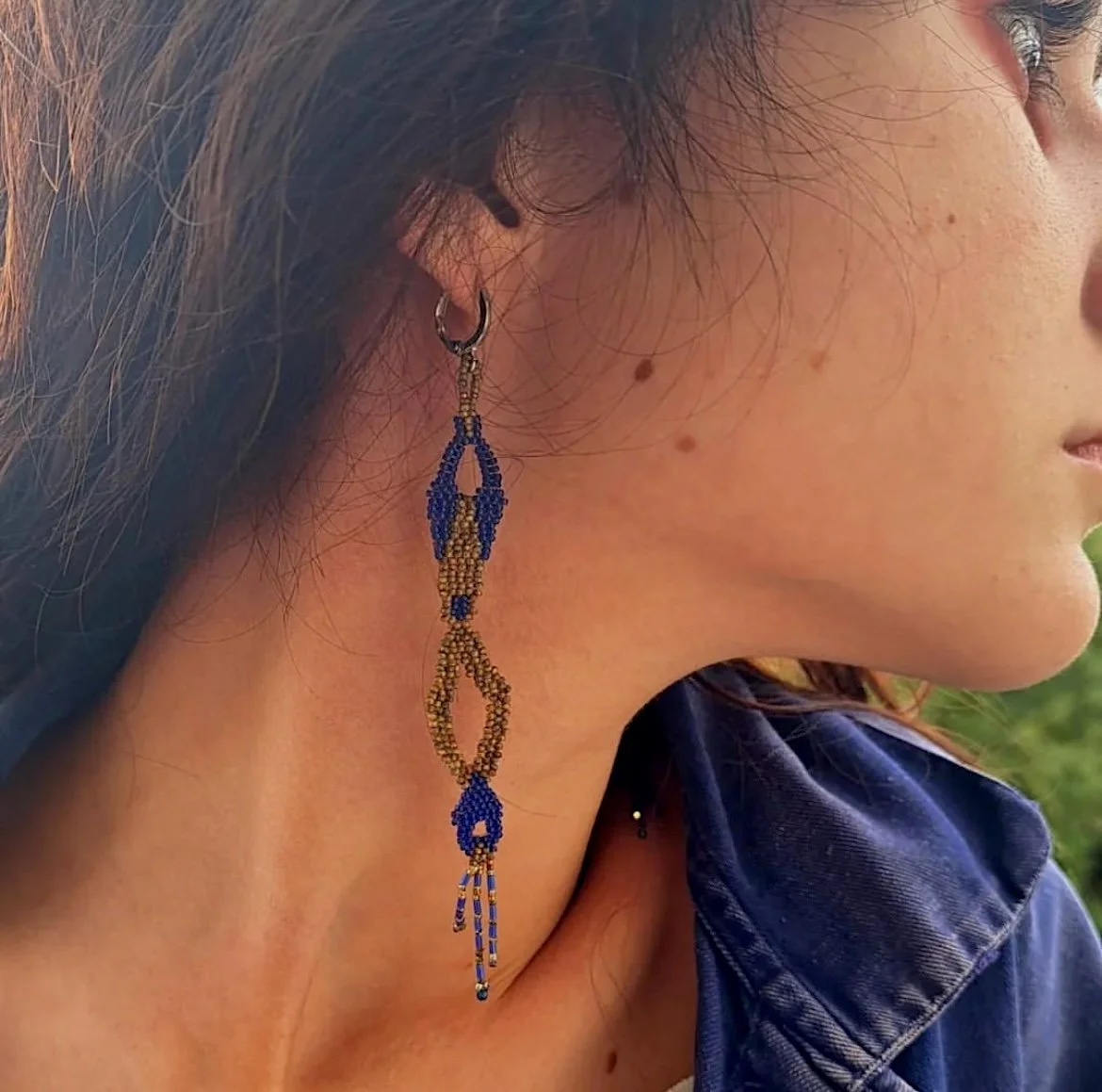 Blue and Gold Earrings