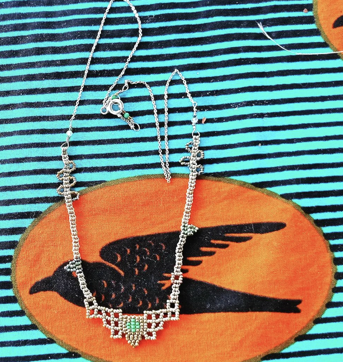 Gold and Green Eye Necklace