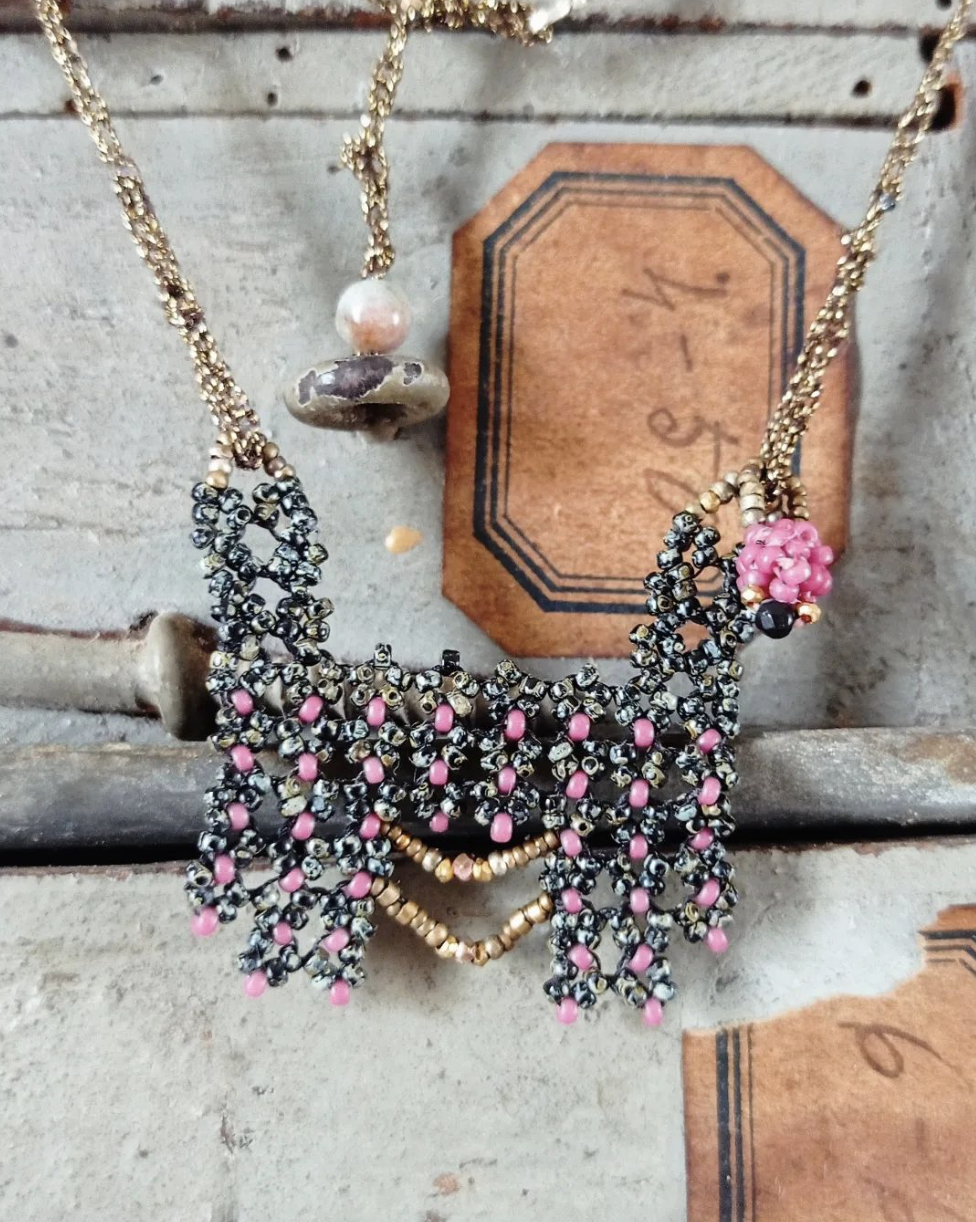 Rose and Grey Necklace