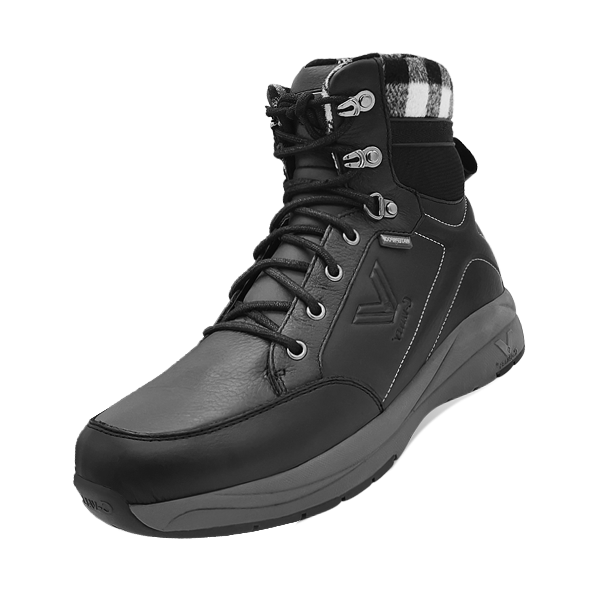 Men’s full-grain leather waterproof lightweight winter hiking boots in black