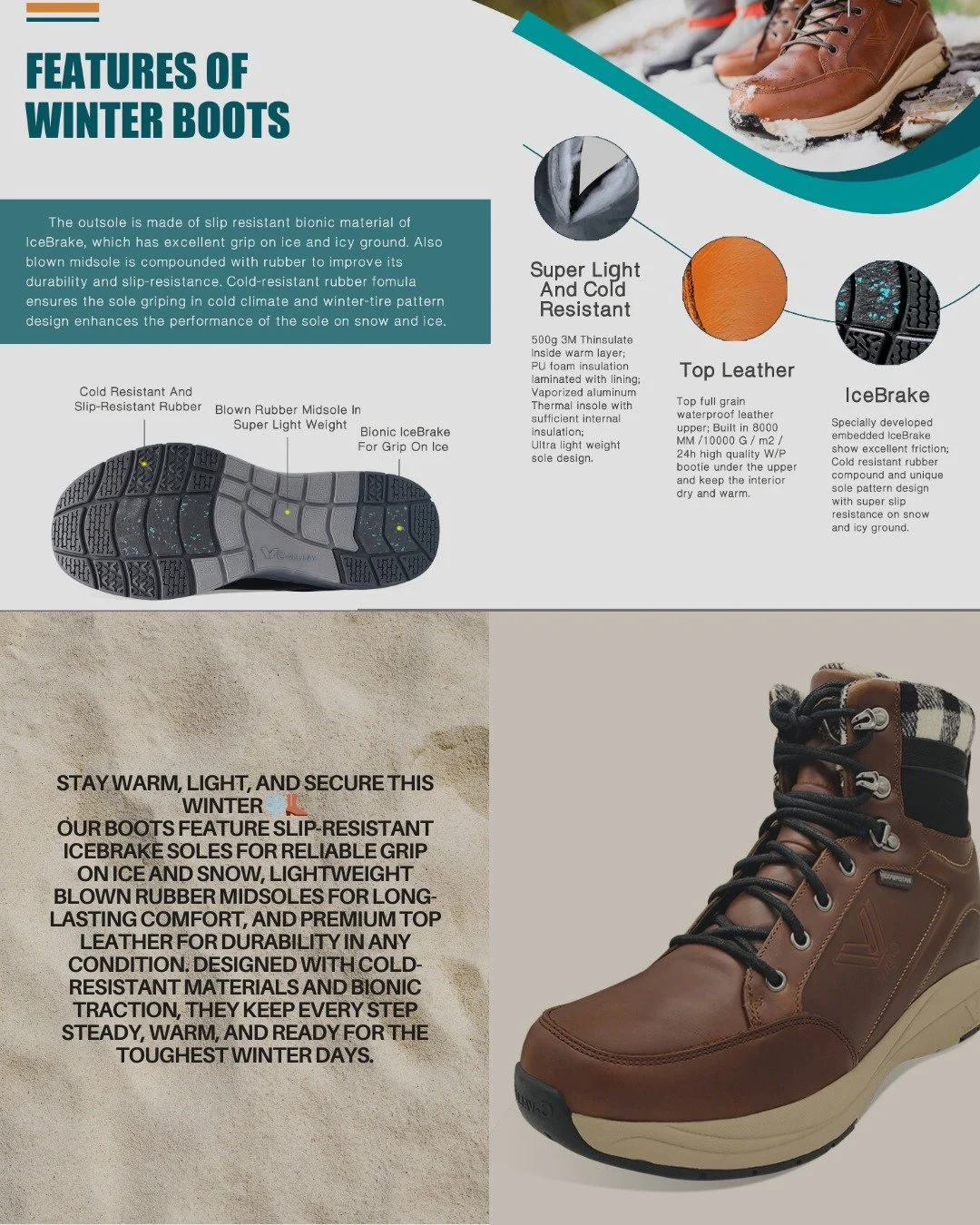 ❄️ Step into winter with confidence ❄️
No more slipping, no more freezing&mdash;just comfort and protection in every step. C-Valley&reg; winter boots are crafted with:
 ✔ Slip-resistant IceBrake soles for unbeatable grip on snow &amp; ice
 ✔ Lightwei