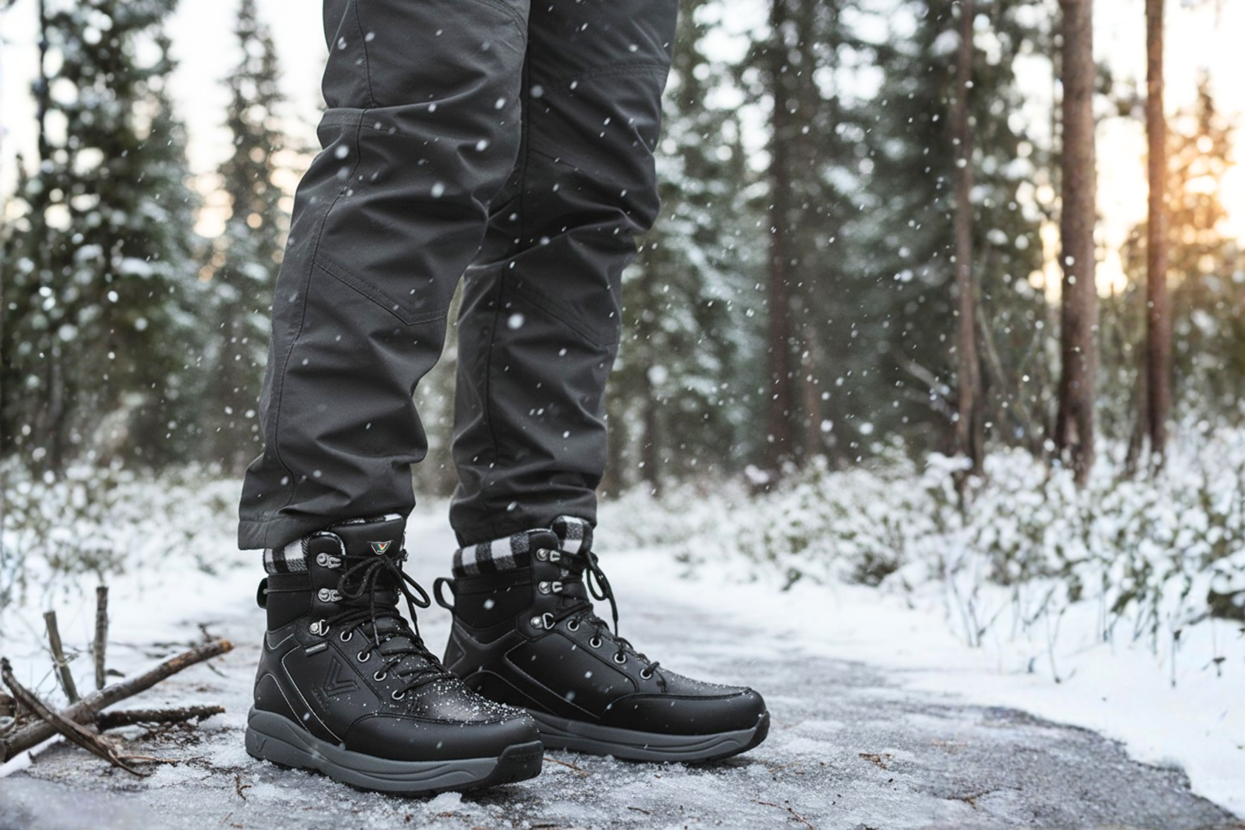 Men's Leather Waterproof Winter Boots Lightweight Outdoor Hiking Boots