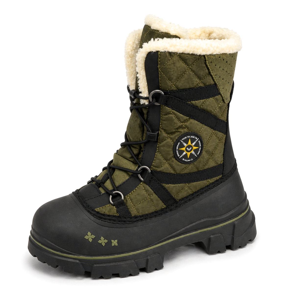 Women's Winter Snow Boots Waterproof Anti-Slip Lightweight Lace-Up Mid Calf Outdoor Boots