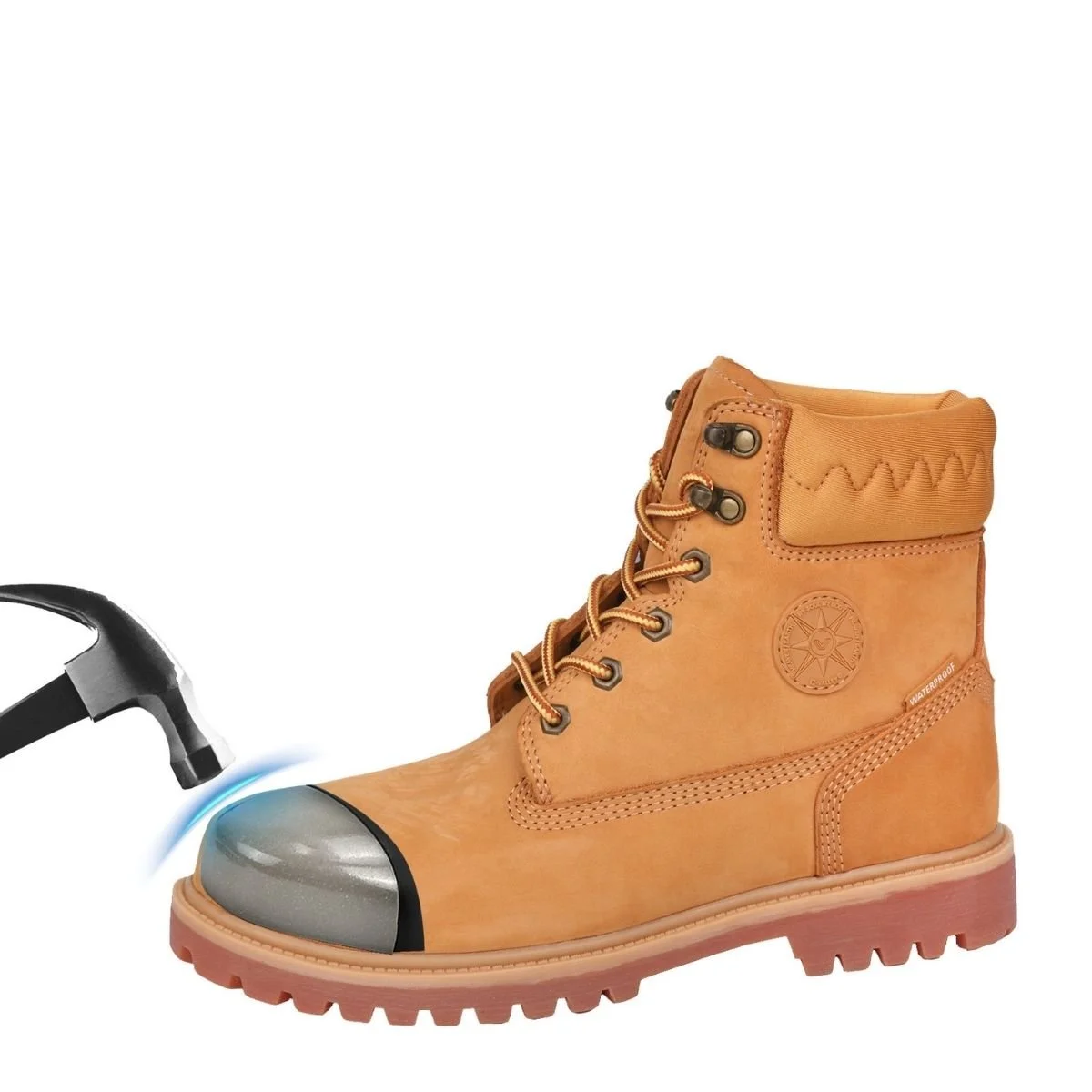 Men's premium genuine leather steel toe work boots, puncture-proof industrial construction safety boots with durable slip-resistant protection