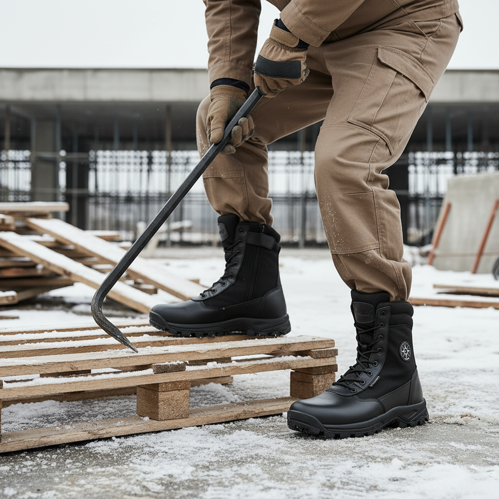 Men's Premium Genuine Leather Military Tactical Work Boots Side Zipper Outdoor Jungle Hunting Hiking Combat Boots