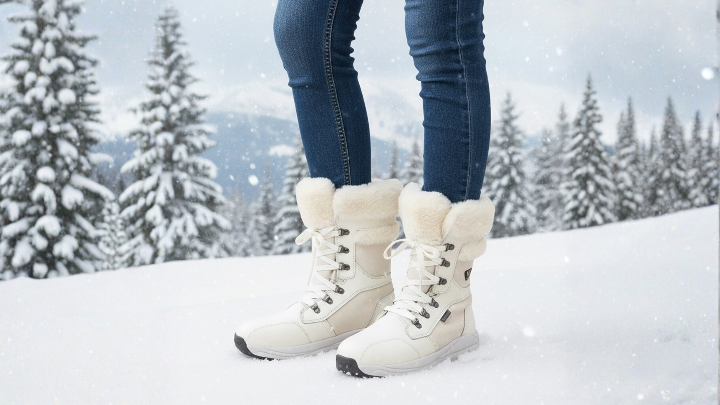 Women's Leather Winter Snow Boots Mid-Calf Non-Slip Waterproof Boots