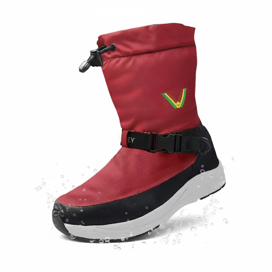 Women’s lightweight waterproof winter snow boots for cold weather in red