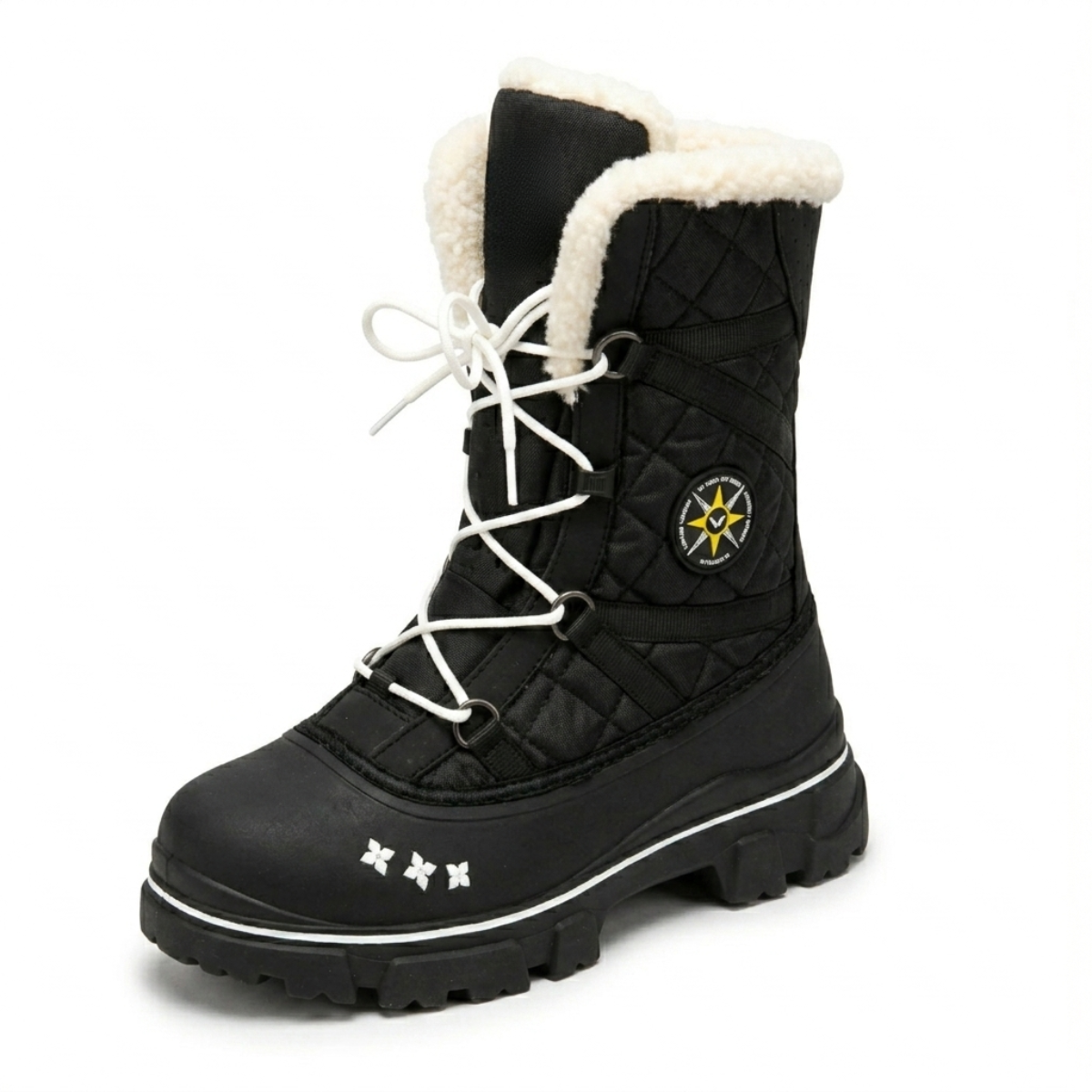 Women's Winter Snow Boots Waterproof Anti-Slip Lightweight Lace-Up Mid Calf Outdoor Boots