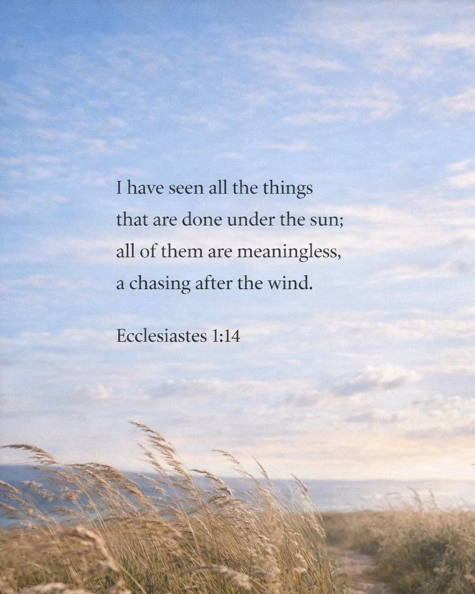 This Sunday we began our new series in Ecclesiastes: Chasing the Wind.

Solomon had wisdom, wealth, power, and pleasure yet still found himself asking the same question:

What is the gain?

&ldquo;I have seen all the things that are done under the su