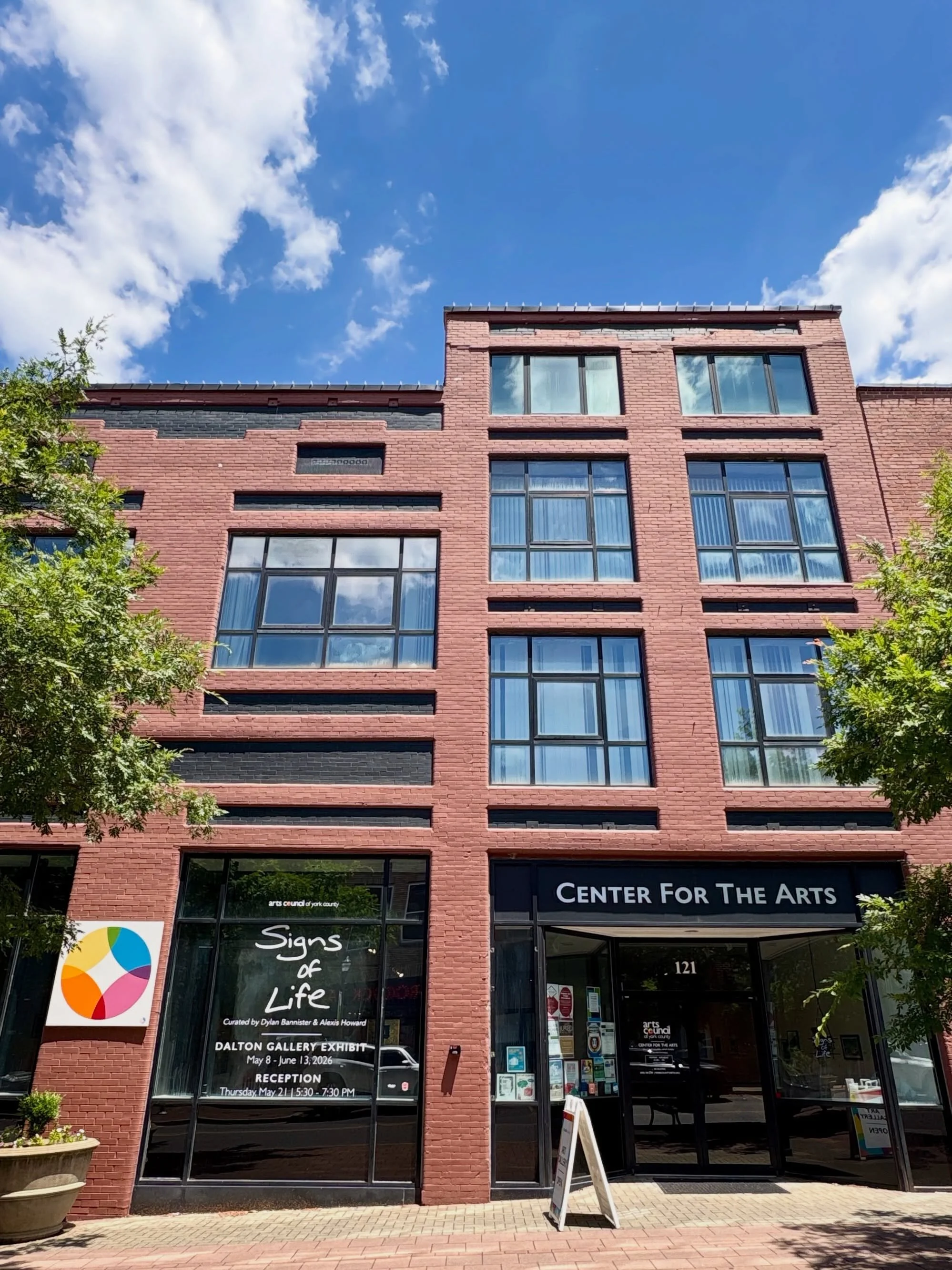 Today from 12-1pm, stop by the Center for the Arts in downtown Rock Hill for &lsquo;Signs of Life&rsquo; Curator Hours! @alexislorraine_art and I will be in the Dalton Gallery and would love to talk to you about the show&rsquo;s themes, artworks, and