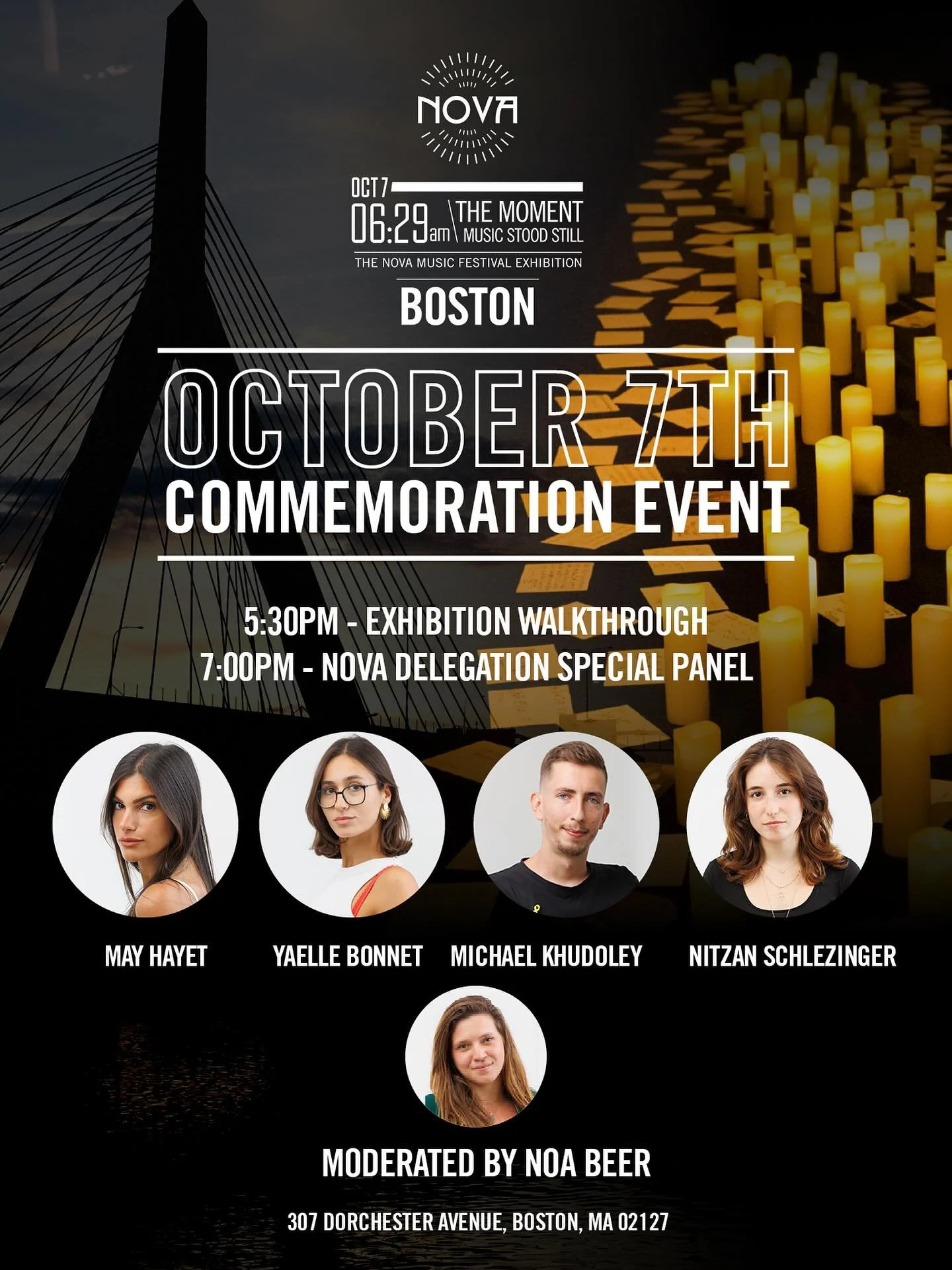 We invite the community in Boston to join us for a special evening of remembrance and reflection at the October 7th Commemoration event hosted at the Nova Exhibition in Boston. This gathering is a time to honor the lives lost, stand together in unity