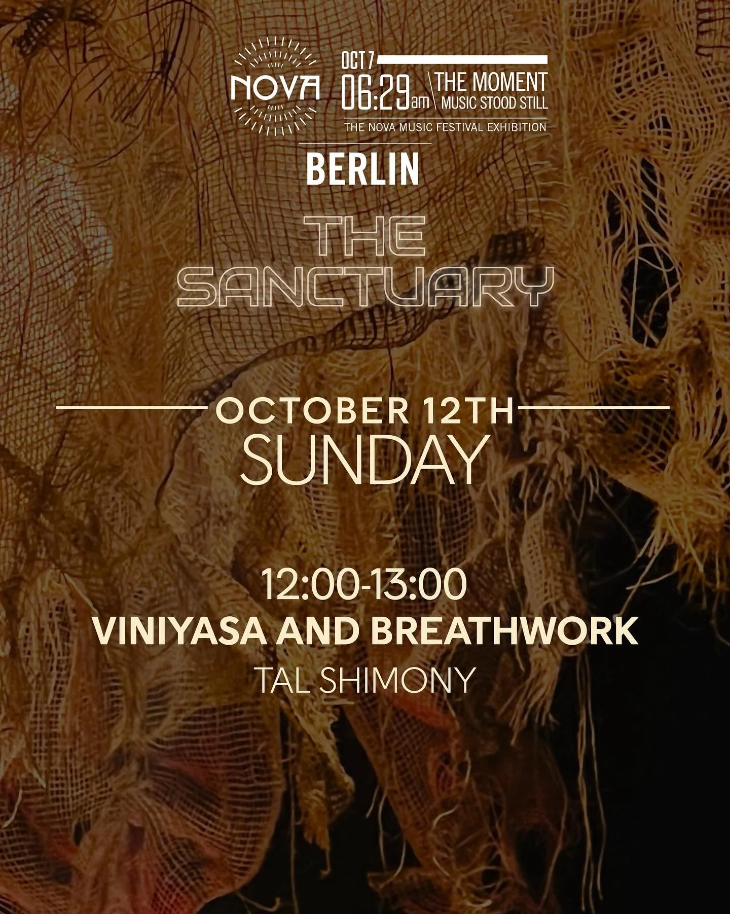 Join Tal Shimony, a Nova Festival survivor and the Sanctuary Director at the Nova Exhibition in Berlin, living and teaching in the city. This session combines Vinyasa flow and breathwork, inviting you to move with awareness, release tension, and reco