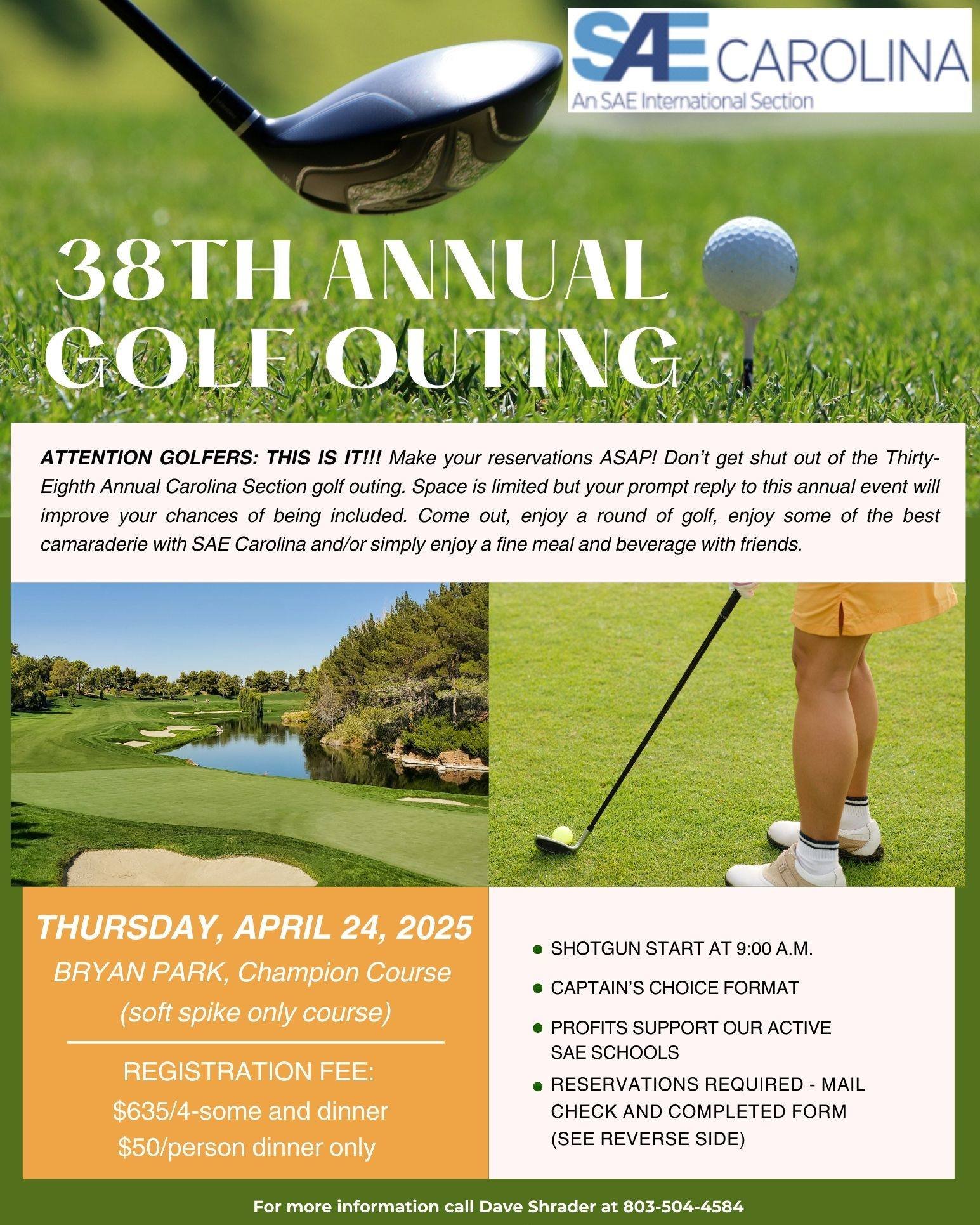 Attention Golfers!  Only 9 spots remain... Join us in April for our 38th Annual Golf Outing.  Reserve your spot today!.