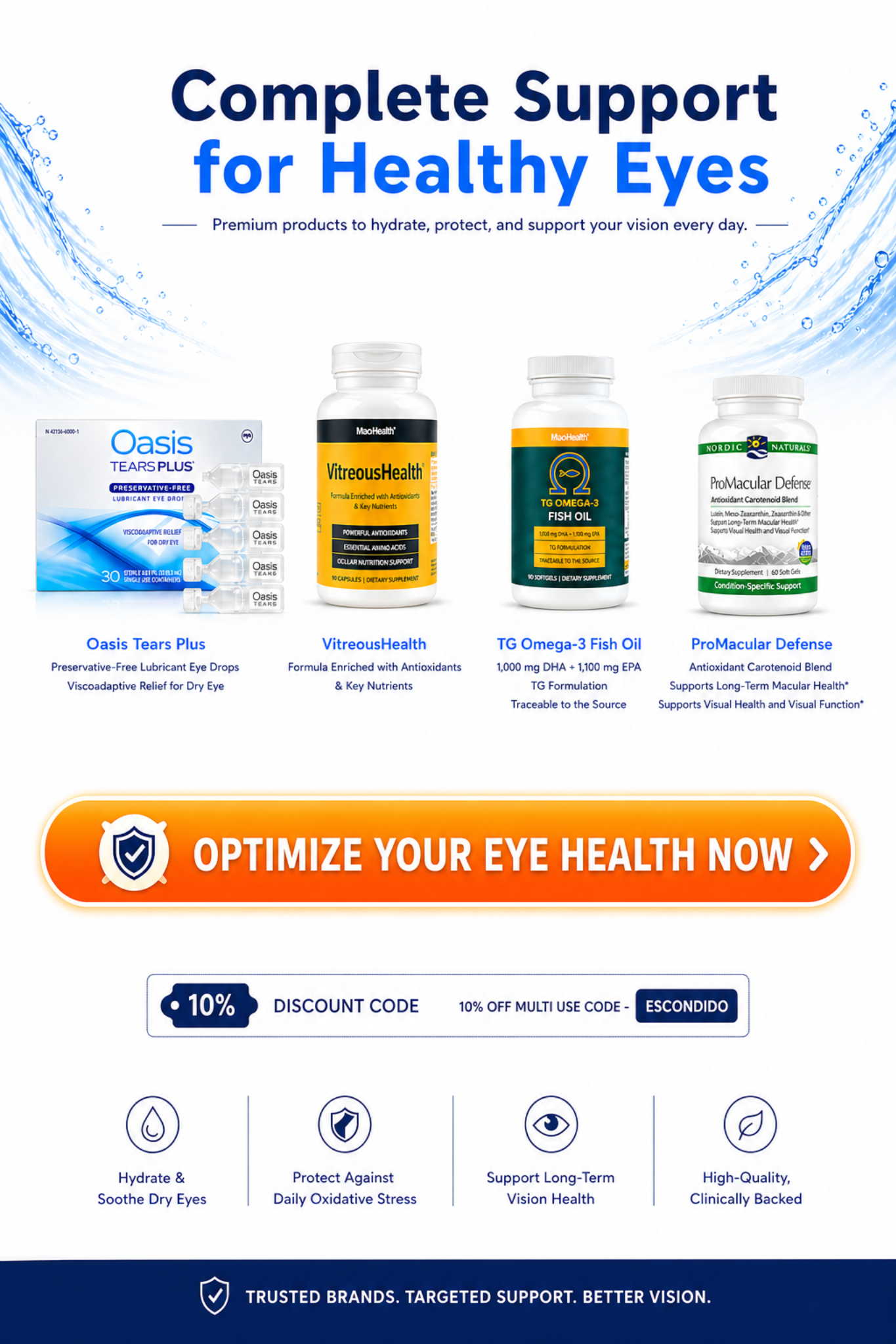 Complete Support for Healthy Eyes - Eye drops and vitamins
