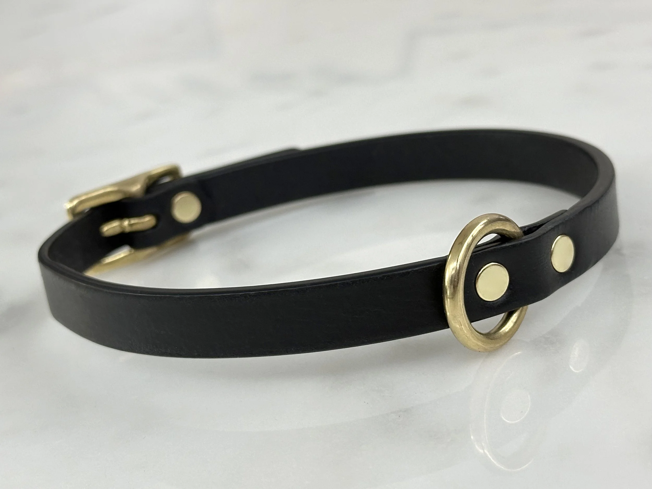 Atticus Ivy Saia black leather slim ring collar_front angle 2.jpg