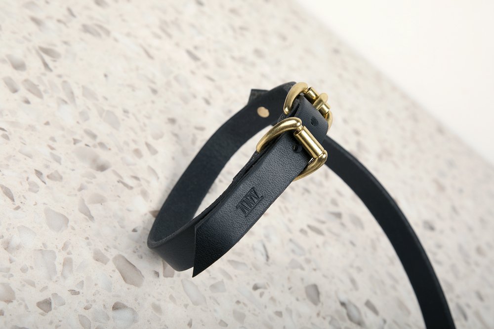 Atticus Ivy Leather Calf Harness in black and brass_12