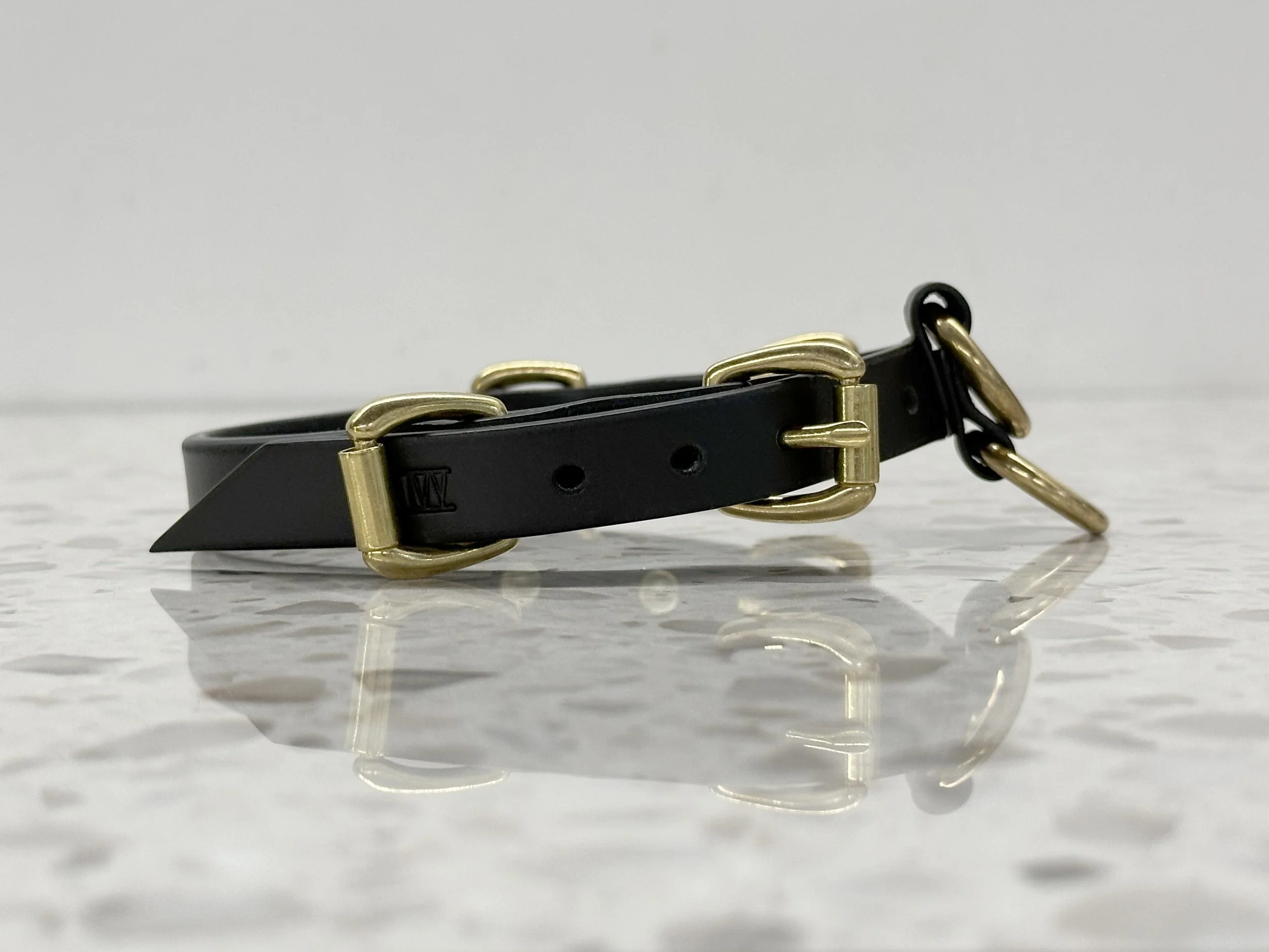 Teyr collar in black saddlery with solid brass hardware_side.jpg